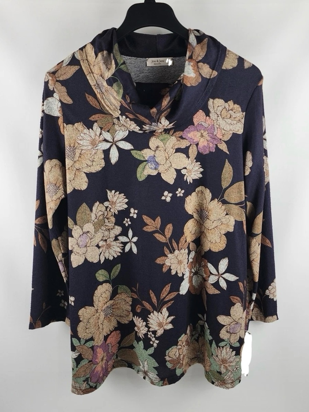 Jess & Jane Floral Soft Cozy Sweater with Turtle Neck
